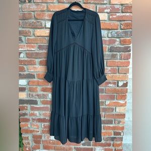 Zara Textured Black Midi Dress - Sz S